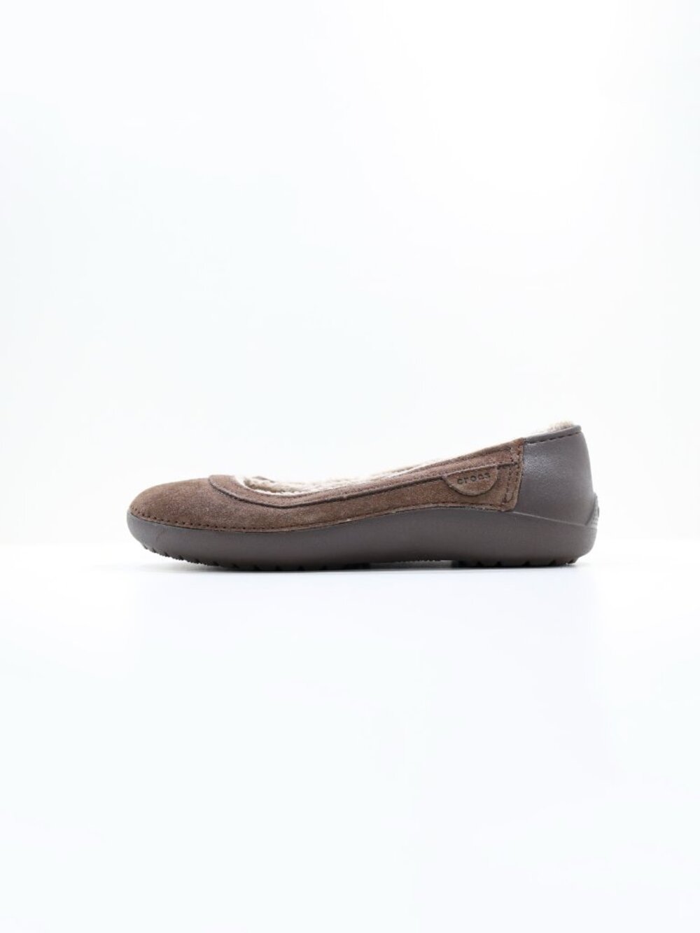Crocs Berryessa Brown Suede Fleece-Lined Lightweight Ballet Flats - 7 NWOB